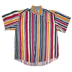 Vintage Paco Jeans Men's Shirt M Multicolor Stripe Button Up 90s Y2K